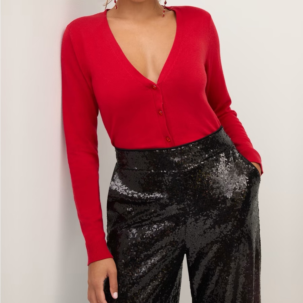 NWT NY & Co. Jeweled-Button Chelsea V-Neck Cardigan